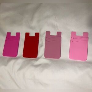 Silicone Card Holder for Smartphones - Red, Pink, and Purple